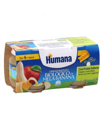 HUMANA OMOGENEIZZATO MELA/BANANA BIO 2 VASETTI 100 G - fitfarma.it