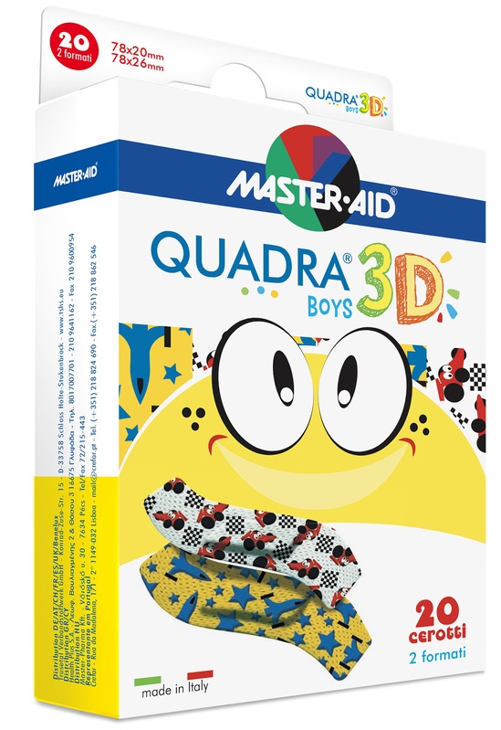 CEROTTO MASTER-AID QUADRA 3D BOYS 20 PEZZI ASSORTITI - fitfarma.it