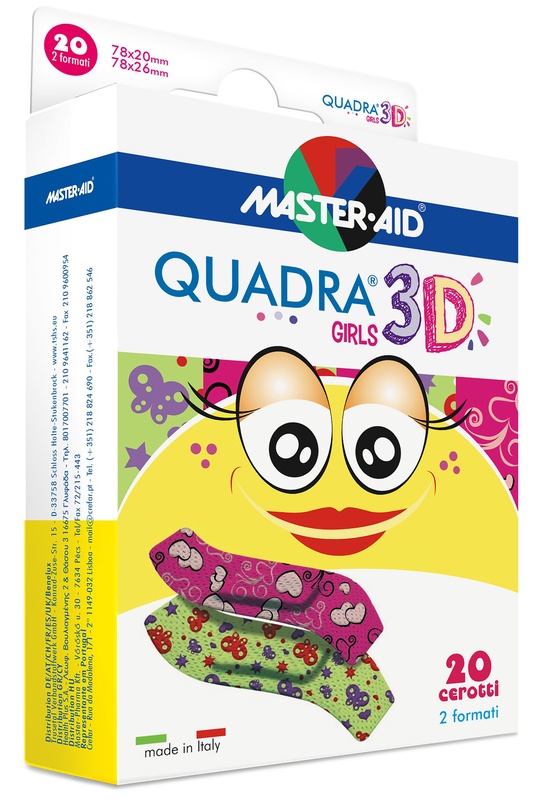 CEROTTO MASTER-AID QUADRA 3D GIRLS 20 PEZZI ASSORTITI - fitfarma.it