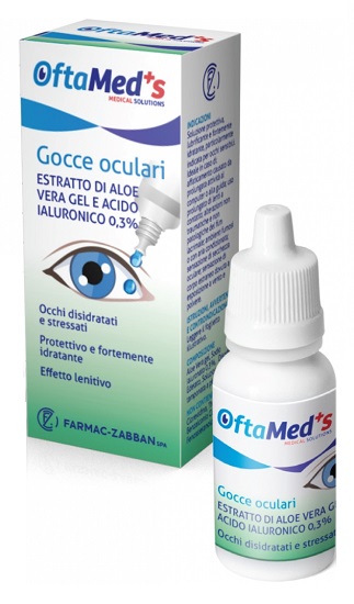 OFTAMED'S GOCCE OCULARI OCCHI DISIDRATATI E STRESSATI ESTRATTO ALOE VERA GEL E ACIDO IALURONICO 0,3% 10 ML - fitfarma.it