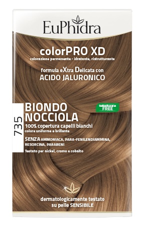 EUPHIDRA COLORPRO XD 735 BIONDO NOCCIOLA GEL COLORANTE CAPELLI IN FLACONE + ATTIVANTE + BALSAMO + GUANTI - fitfarma.it