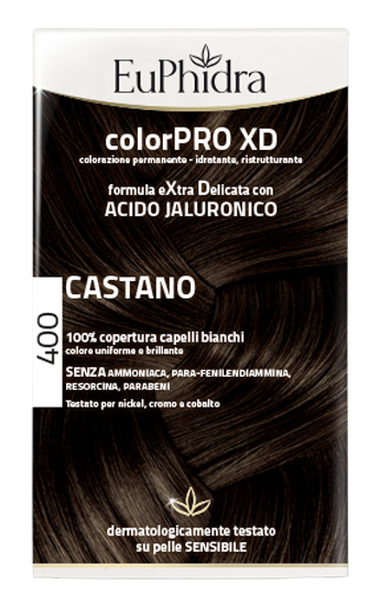 EUPHIDRA COLORPRO XD 400 CASTANO GEL COLORANTE CAPELLI IN FLACONE + ATTIVANTE + BALSAMO + GUANTI - fitfarma.it