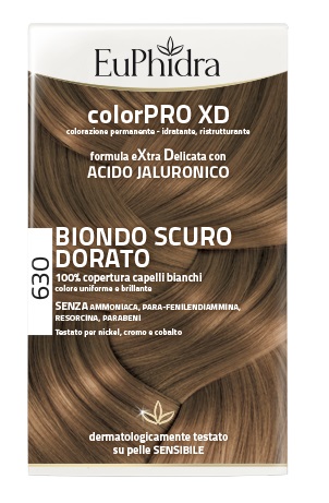 EUPHIDRA COLORPRO XD 630 BIONDO SCURO DORATO GEL COLORANTE CAPELLI IN FLACONE + ATTIVANTE + BALSAMO + GUANTI - fitfarma.it