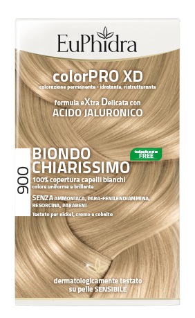 EUPHIDRA COLORPRO XD 900 BIONDO CHIARISSIMO GEL COLORANTE CAPELLI IN FLACONE + ATTIVANTE + BALSAMO + GUANTI - fitfarma.it
