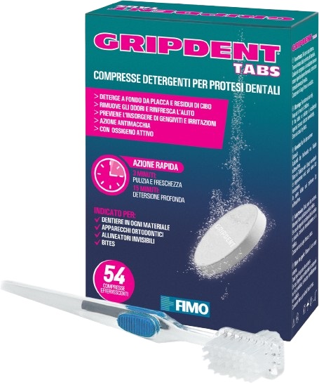 GRIPDENT TABS 54 COMPRESSE + SPAZZOLINO PULITORE - fitfarma.it