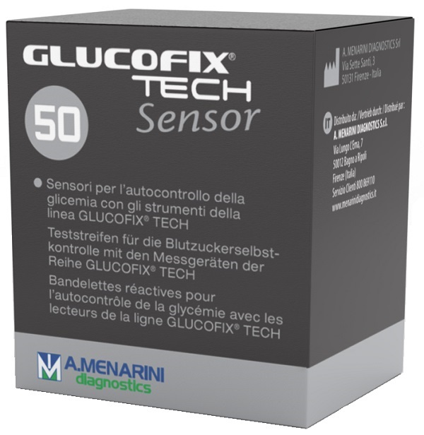 STRISCE MISURAZIONE GLICEMIA GLUCOFIX TECH SENSOR 50 PEZZI - fitfarma.it