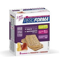 PESOFORMA SANDWICH PROSCIUTTO/FORMAGGIO 4 PASTI 8 PEZZI X 25 G - fitfarma.it