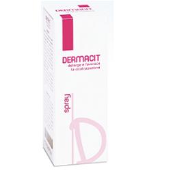 DERMACIT SPRAY FLACONE CILINDRICO IN PE BIANCO CON TASTO EROGATORE SPRAY IN PP BIANCO E CAPPUCCIO SALVATASTO TRASPARENTE,DISPOSITIVO MEDICO 1 PZ - fitfarma.it