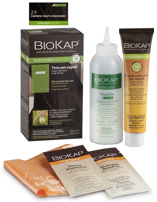 BIOS LINE  BIOKAP NUTRICOLOR DELICATO RAPID TINTA 2,9 CASTANO SCURO CIOCCOLATO 135 ML - fitfarma.it