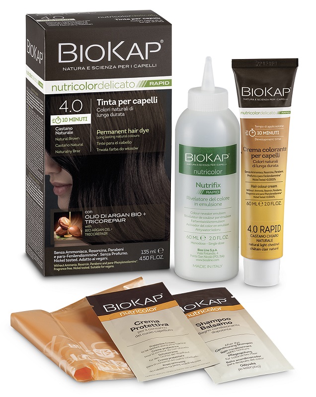BIOS LINE  BIOKAP NUTRICOLOR DELICATO RAPID TINTA 4,00 CASTANO NATURALE 135 ML - fitfarma.it