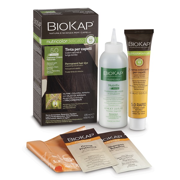 BIOS LINE  BIOKAP NUTRICOLOR DELICATO RAPID TINTA 5,0 CASTANO CHIARO NATURALE 135 ML - fitfarma.it