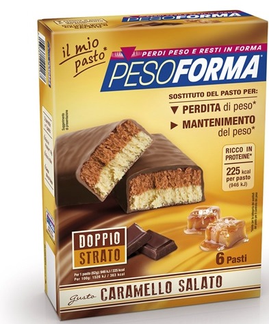 PESOFORMA BARRETTA AL CARAMELLO SALATO 12 PEZZI DA 31 G - fitfarma.it