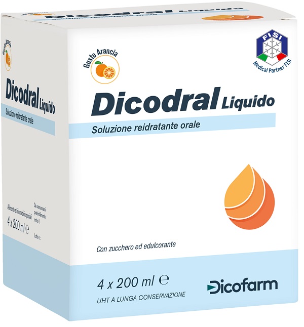 DICODRAL LIQUIDO SOLUZIONE REIDRATANTE ORALE 4 X 200 ML - fitfarma.it