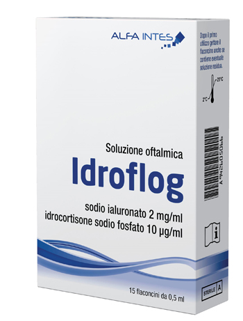 SOLUZIONE OFTALMICA IDROFLOG A BASE DI IALURONATO DI SODIO E IDROCORTISONE SODIO FOSFATO 15 FLACONCINI DA 0,5 ML - fitfarma.it