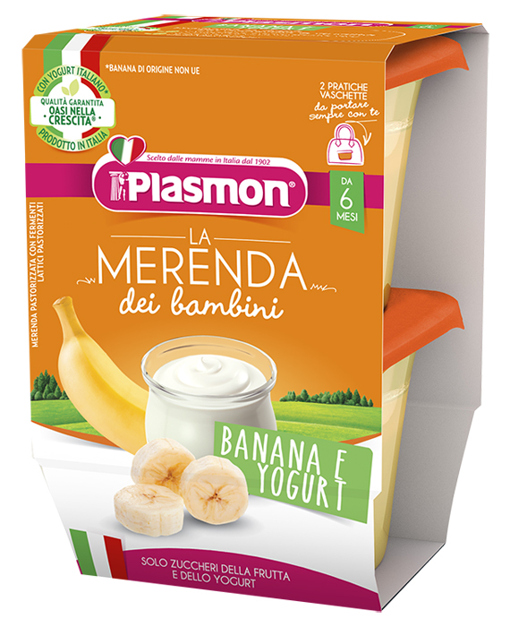 PLASMON LA MERENDA DEI BAMBINI SAPORI DI NATURA BANANA YOGURT ASETTICO 2 X 120 G - fitfarma.it