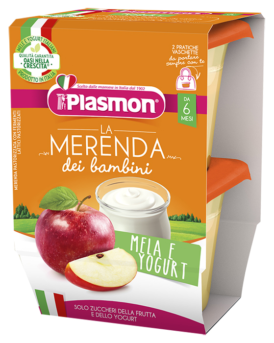PLASMON LA MERENDA DEI BAMBINI SAPORI DI NATURA MELA YOGURT ASETTICO 2 X 120 G - fitfarma.it