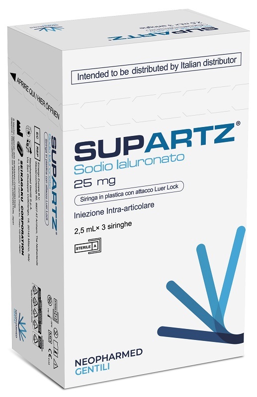 SIRINGA PRERIEMPITA INTRA-ARTICOLARE SUPARTZ ACIDO IALURONICO 25 MG 2,5 ML 3 PEZZI - fitfarma.it