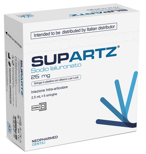 SIRINGA PRERIEMPITA INTRA-ARTICOLARE SUPARTZ ACIDO IALURONICO 25 MG 2,5 ML 5 PEZZI - fitfarma.it