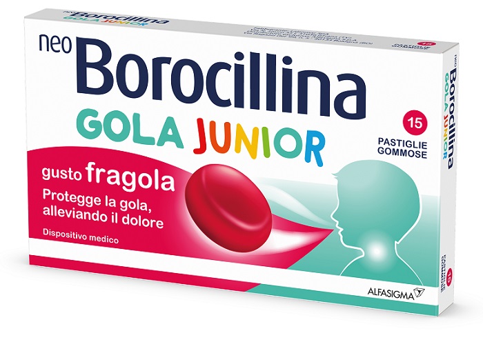 NEOBOROCILLINA GOLA JUNIOR 15 PASTIGLIE GUSTO FRAGOLA - fitfarma.it