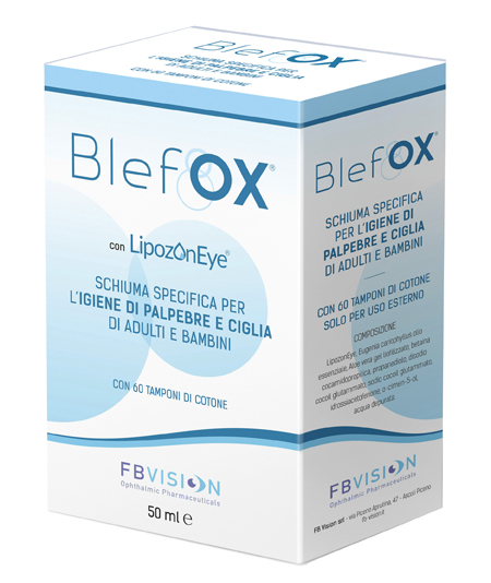 BLEFOX SCHIUMA SPECIFICA PER IGIENE PALPEBRE E CIGLIA 50 ML CON EROGATORE + 60 DISCHETTI - fitfarma.it