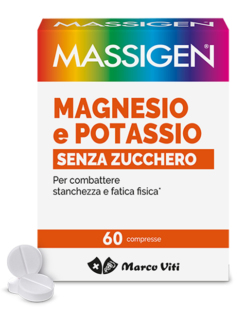 MASSIGEN MAGNESIO POTASSIO SENZA ZUCCHERI 60 COMPRESSE - fitfarma.it