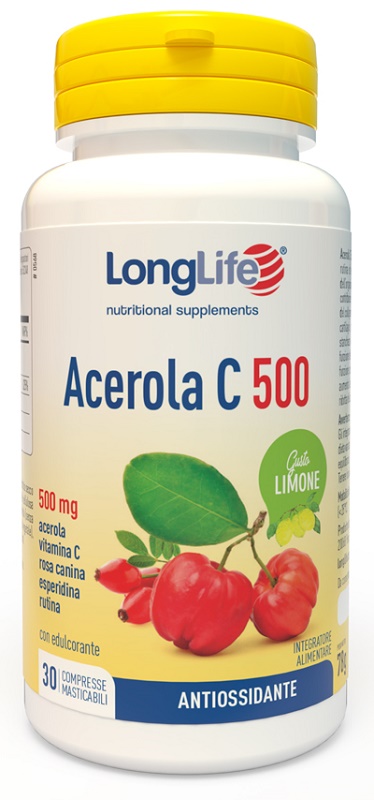 LONGLIFE ACEROLA C500 LIMONE 30 COMPRESSE - fitfarma.it