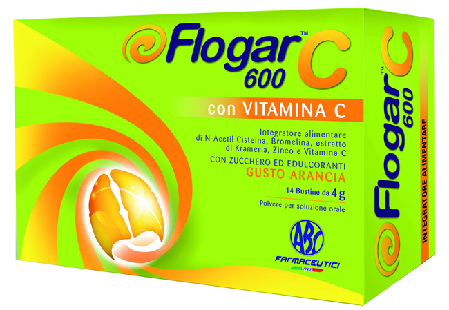 FLOGAR  C 600 CON VITAMINA C 14 BUSTINE GUSTO ARANCIA - fitfarma.it
