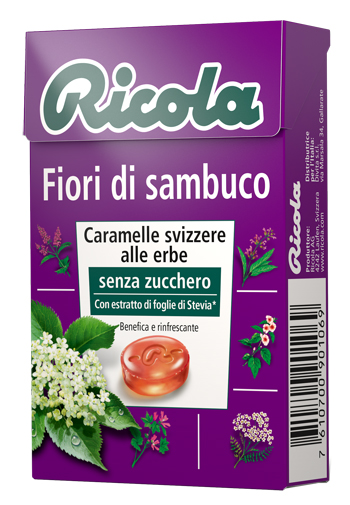 RICOLA FIORI DI SAMBUCO SENZA ZUCCHERO 50 G - fitfarma.it