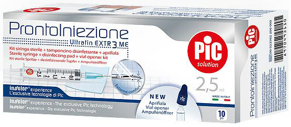 SIRINGA PIC SOLUTION PRONTO INIEZIONE 2,5 ML AGO GAUGE 23 1 1/4 10 PEZZI - fitfarma.it