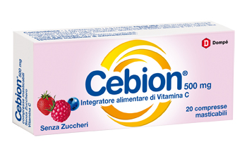 CEBION MASTICABILE SENZA ZUCCHERO VITAMINA C 500 MG 20 COMPRESSE - fitfarma.it