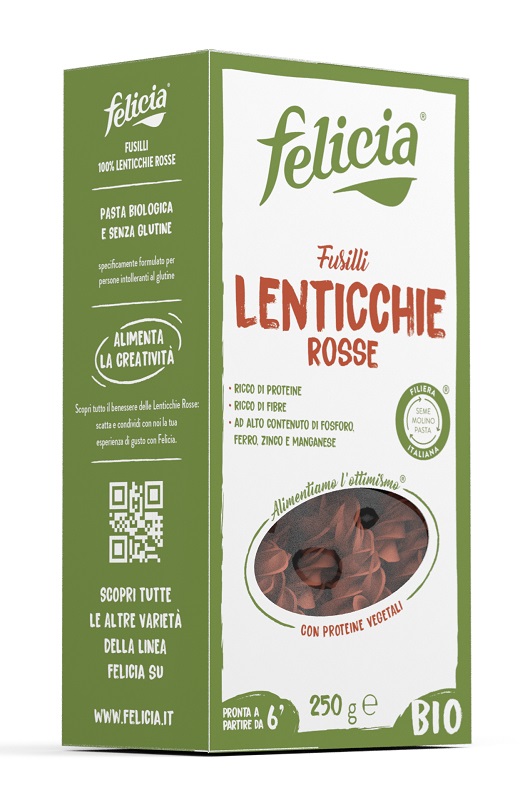 FELICIA BIO FUSILLI DI LENTICCHIE ROSSE 250 G - fitfarma.it