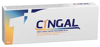SIRINGA PRERIEMPITA INTRA ARTICOLARE CINGAL 4 ML 22MG/ML ACIDO RETICOLATO CON 4,5 MG/ML TRIAMCINOLONE ESACETONIDE - fitfarma.it