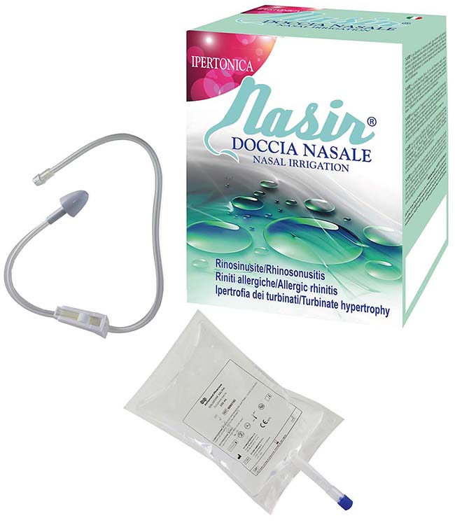 NASIR DOCCIA NASALE 2 SACCHE 250 ML ISOTONICA + 1 DEFLUSSORE - fitfarma.it
