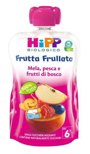 HIPP BIO FRUTTA FRULLATA MELA PESCA FRUTTI DI BOSCO 90 G - fitfarma.it