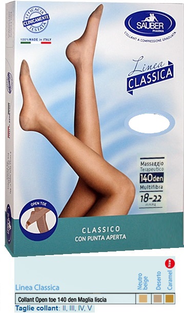 SAUBER COLLANT OPEN TOE MAGLIA LISCIA 140 DEN COLORE NEUTRO BEIGE TAGLIA 2 LINEA CLASSICA - fitfarma.it