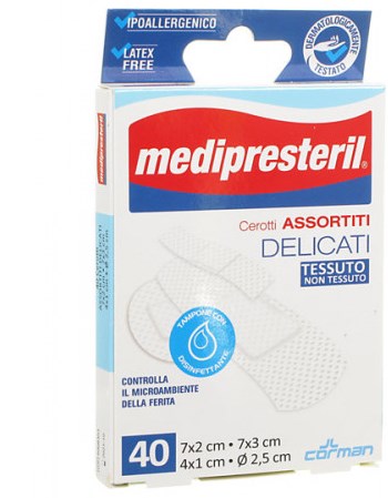 MEDIPRESTERIL CEROTTI DELICATI ASSORTITI 4 FORMATI 40 PEZZI - fitfarma.it