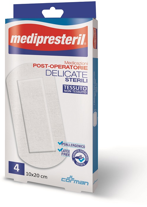 MEDICAZIONE POST OPERATORIA MEDIPRESTERIL DELICATA TNT 10X20CM 5 PEZZI - fitfarma.it