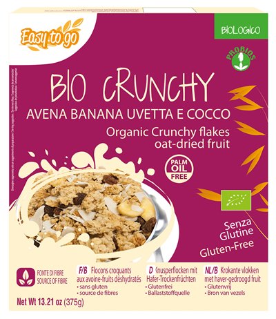 EASY TO GO BIO CRUNCHY AVENA BANANA UVETTA E COCCO 375 G - fitfarma.it