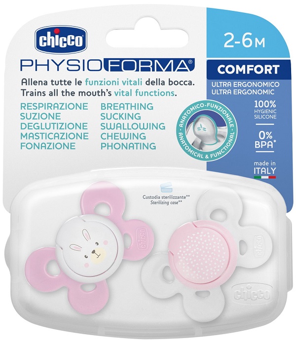 CHICCO SUCCHIETTO COMFORT GIRL SILICONE 0-6 MESI 2 PEZZI - fitfarma.it