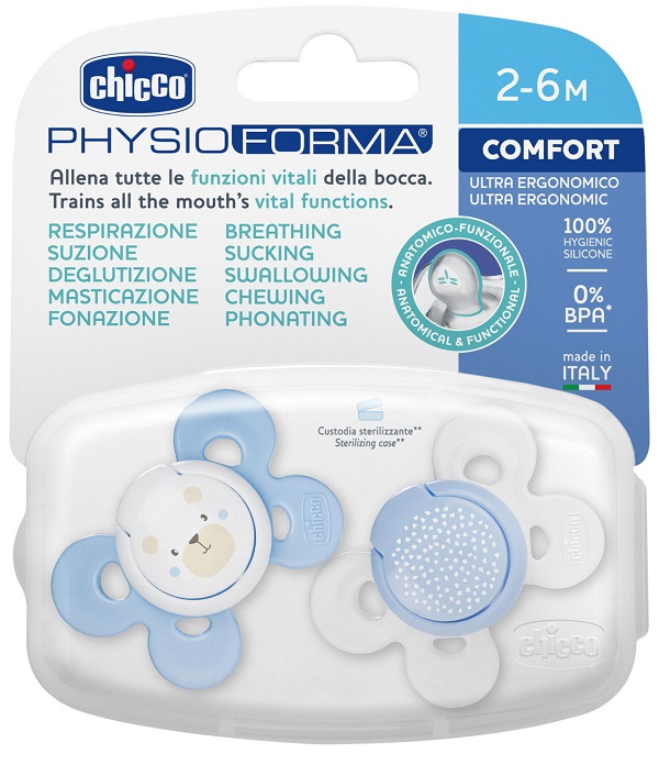 CHICCO SUCCHIETTO COMFORT BOY SILICONE 0-6 MESI 2 PEZZI - fitfarma.it