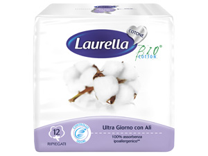 ASSORBENTE LAURELLA IN COTONE ULTRA GIORNO CON ALI 12 PEZZI - fitfarma.it