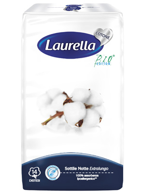 ASSORBENTE LAURELLA IN COTONE SOTTILE NOTTE DISTESO 14 PEZZI - fitfarma.it