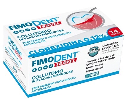 FIMODENT TRAVEL COLLUTORIO CLOREXIDINA SPDD 0,12% 14 FLACONCINI MONODOSE 10 ML - fitfarma.it