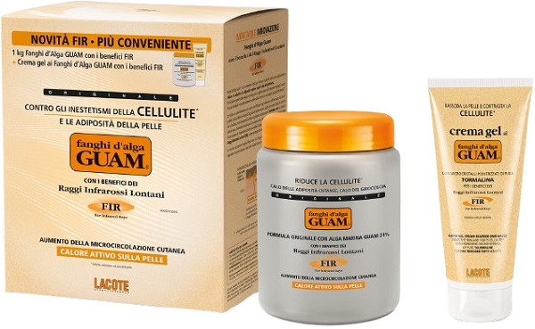 GUAM FIR FANGHI D'ALGA CONFEZIONE CONVENIENZA CON FANGHI D'ALGA GUAM FIR 1 KG + GUAM CREMA GEL FIR 200 ML - fitfarma.it