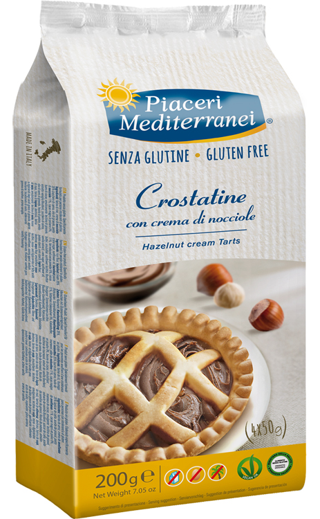 PIACERI MEDITERRANEI CROSTATINA CON CREMA DI NOCCIOLA 4 X 50 G - fitfarma.it