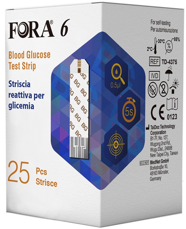 STRISCE MISURAZIONE GLICEMIA FORA 6 CONNECT BOX DA 25 PEZZI - fitfarma.it