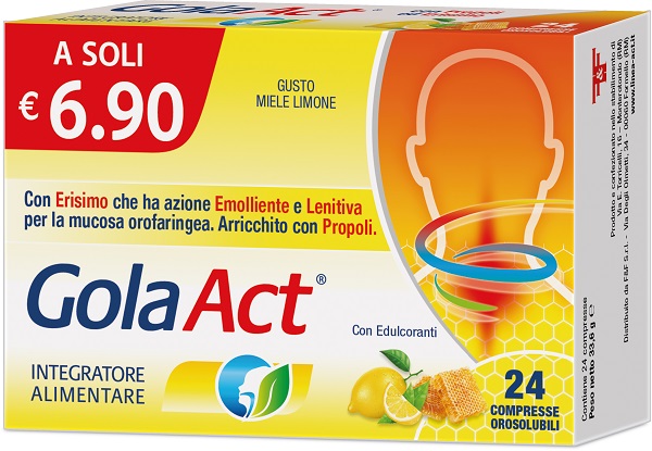 GOLA ACT MIELE LIMONE 24 COMPRESSE SOLUBILI 33,6 G - fitfarma.it