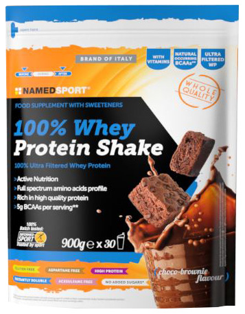 100% WHEY PROTEIN SHAKE CHOCO BROWNIE 900 G - fitfarma.it