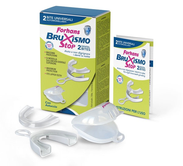 BITE UNIVERSALI AUTOMODELLANTI BRUXISMO STOP FORHANS 2 PEZZI - fitfarma.it