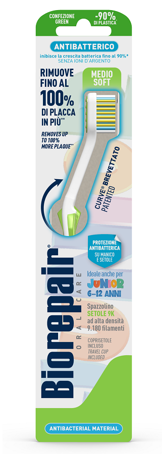 BIOREPAIR ORAL CARE SPAZZOLINO ANTIBATTERICO JUNIOR 6-12 ANNI PIU' COMFORT SETOLE MEDIO SOFT - fitfarma.it